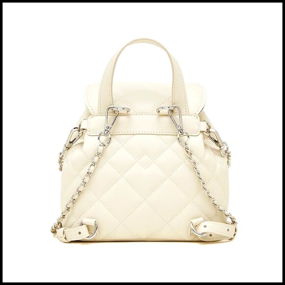 Genuine Leather Quilted Mini Backpack Set with Detachable Chain Pouch main image 5
